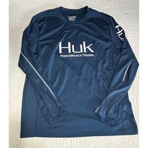 Huk Performance Fishing Long Sleeve Shirt Mens‎ Large Blue Athletic